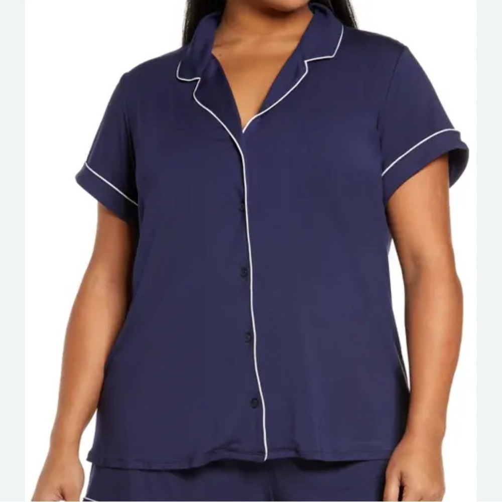 Women's Navy Blue Sleepwear Shirt pajama top Nordstrom brand women’s sz small - Picture 3 of 7